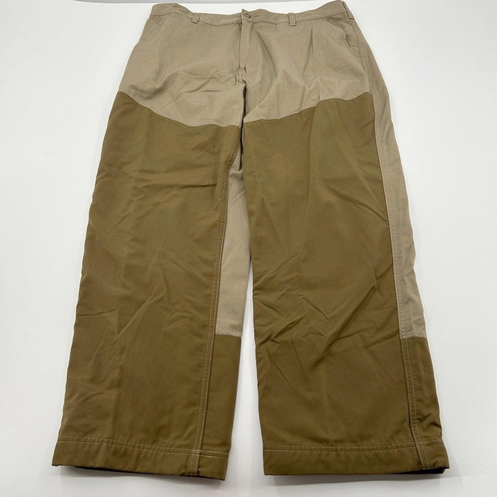 Cabelas Upland Hunting Pants Mens 38 Tan Brown Nylon Faced Brush Guard Gorpcore
